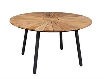 Teak ø130 cm Havebord med antracitgrå stel.